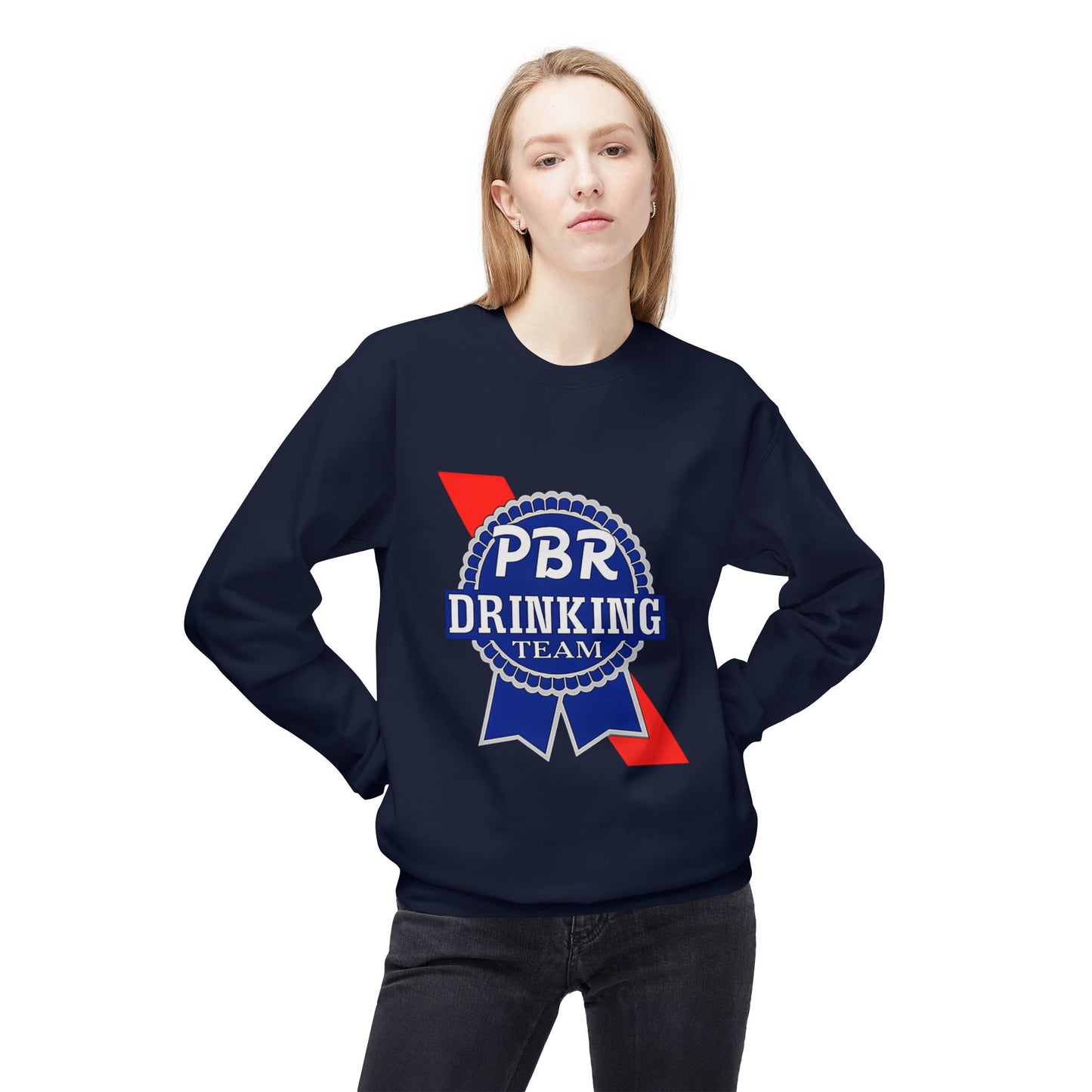 PBR Drinking Team Unisex Midweight Softstyle Fleece Crewneck Sweatshirt