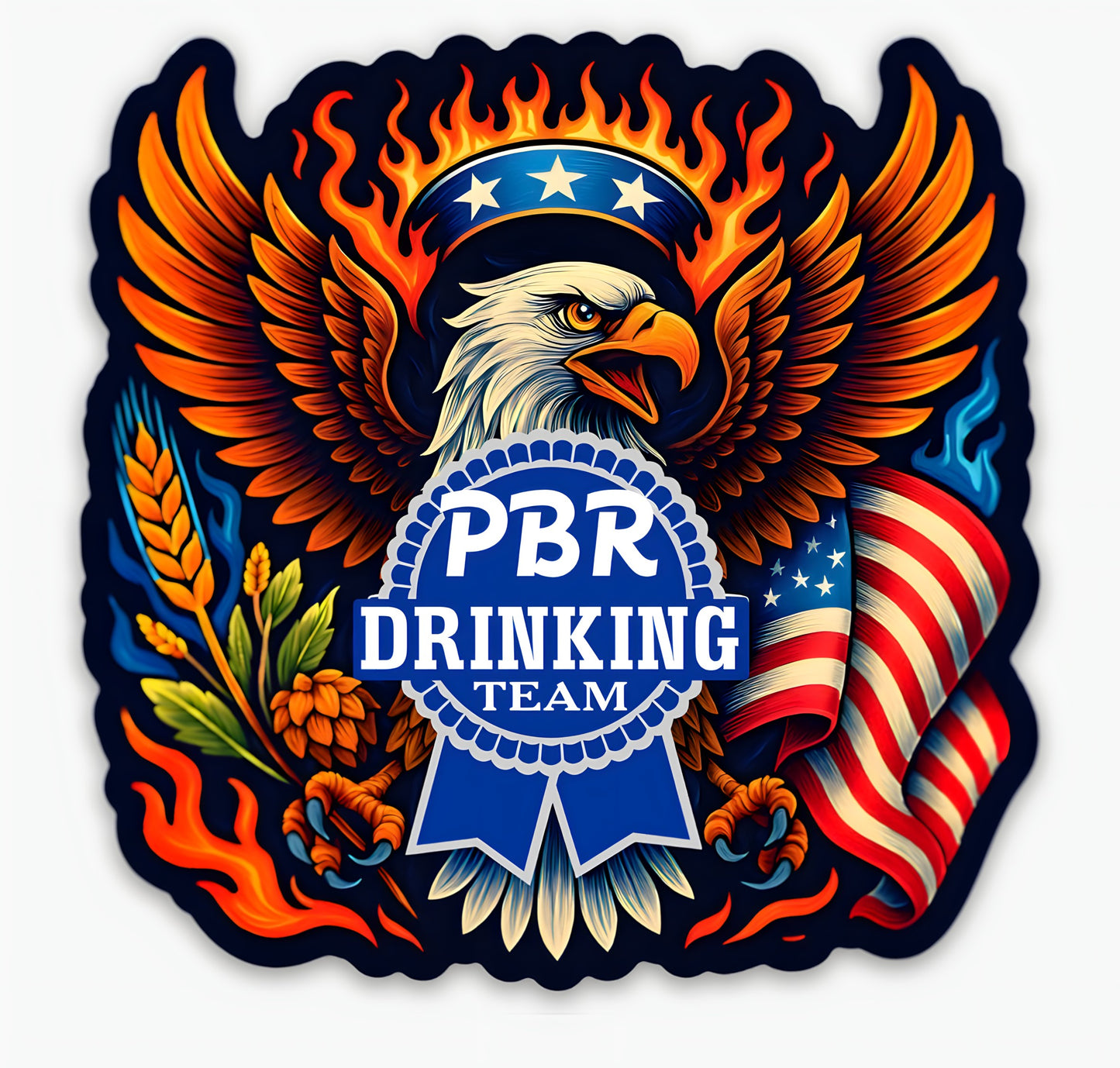 PBR Drinking Team Eagle Sticker – Red, White & Brew Edition
