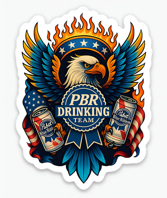 Freedom, Flames & Foam PBR Drinking Team Sticker