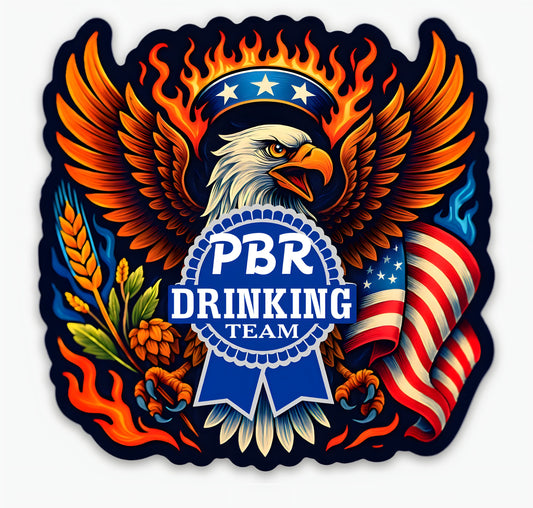 PBR Drinking Team Eagle Sticker – Red, White & Brew Edition